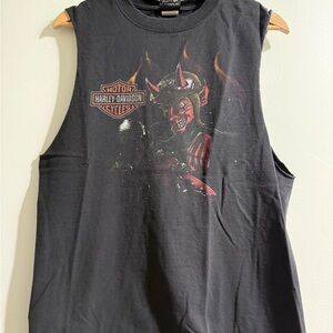 Harley-Davidson Black and Red Graphic Tank Top